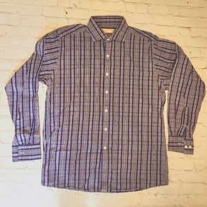 Mens Size 16 34/35 Michael Kors Long-Sleeve Button-Down Shirt, Blue